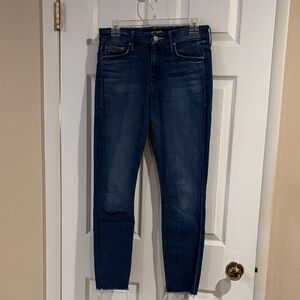 Mother The Looker Ankle Fray Jeans in Bazaar Blue Size 27 Denim Zip Fly